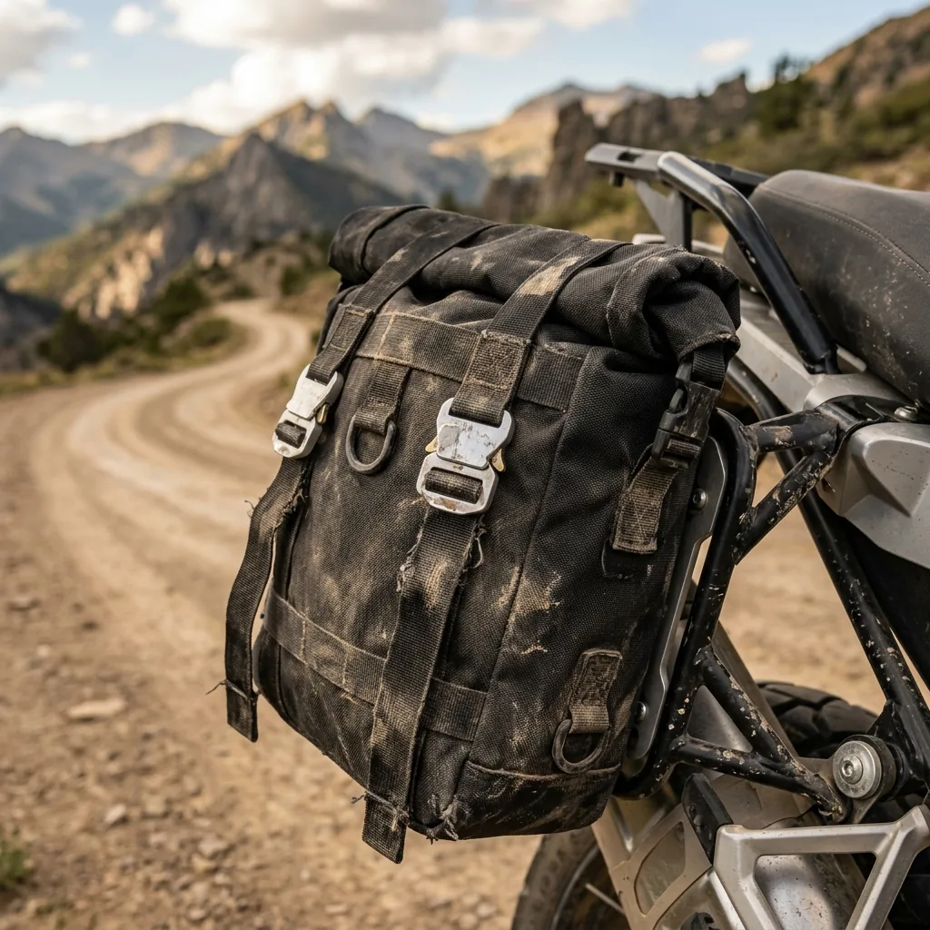 ADV motorcycle luggage setup panniers top case packing