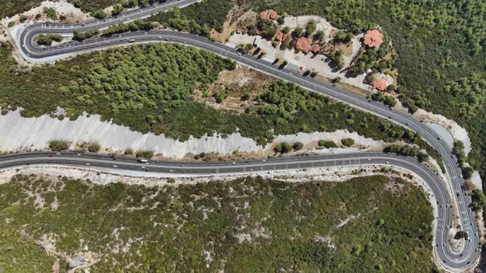 Empty ridge road running along the spine of the Datça peninsula