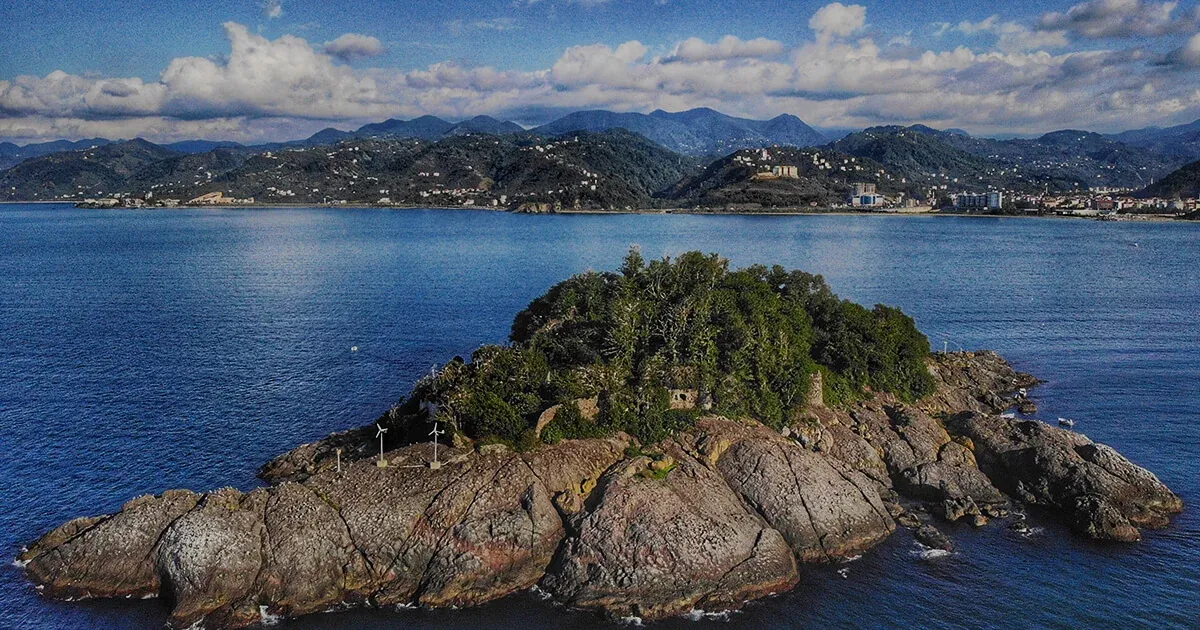 Giresun Island offshore, the only true island in the Turkish Black Sea