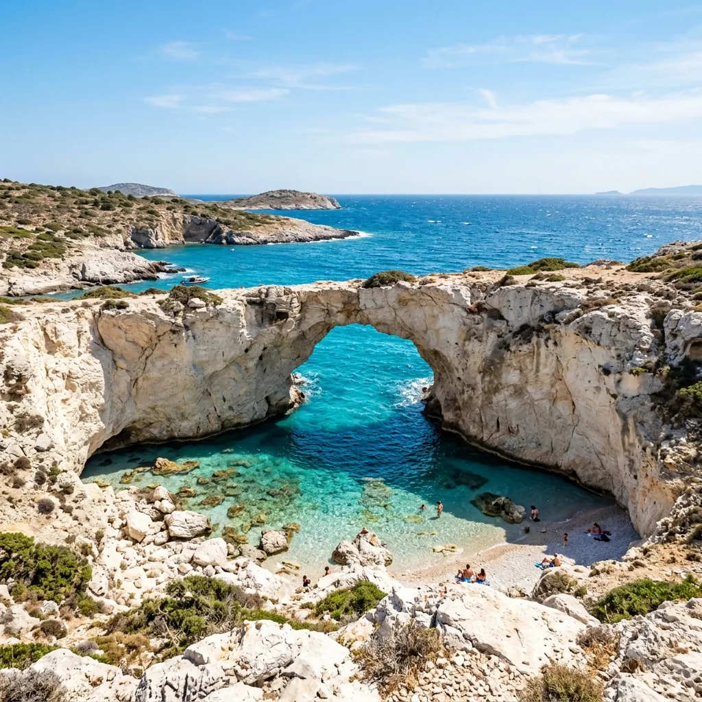 Secluded cove of Delikli Koy with pristine white limestone rock shelves and crystal-clear water