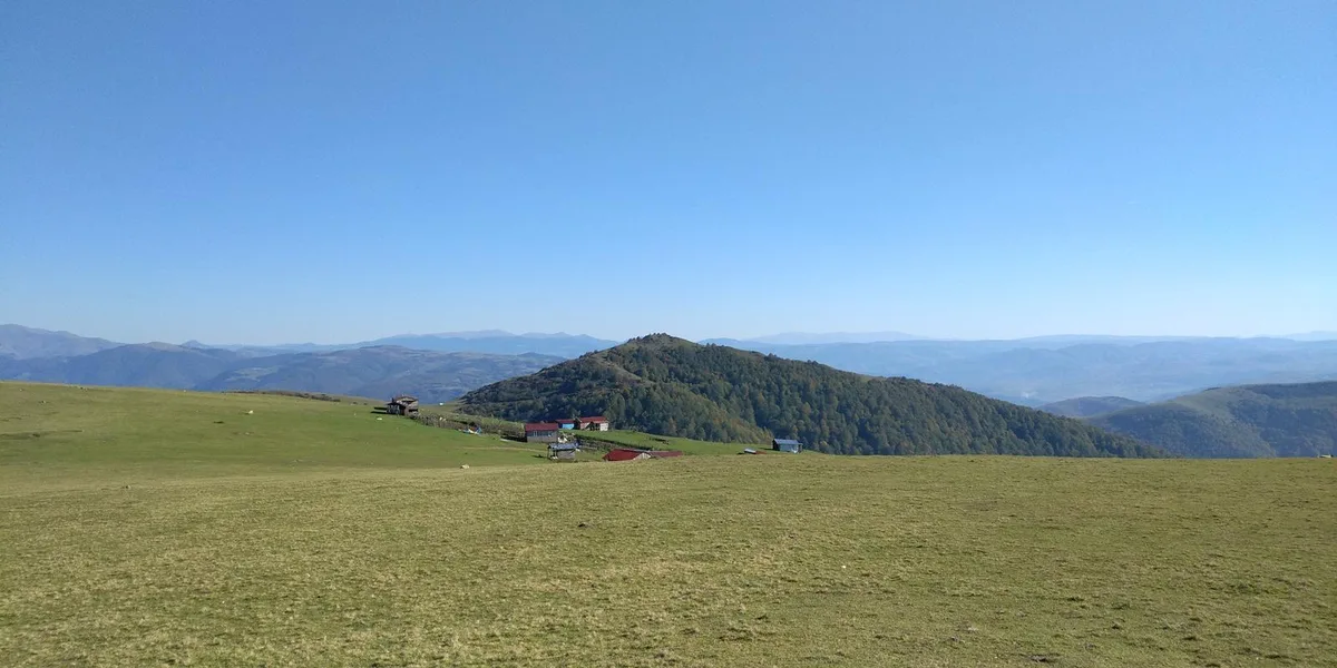 Green Adjara highland pasture and mountains above Batumi, Georgia