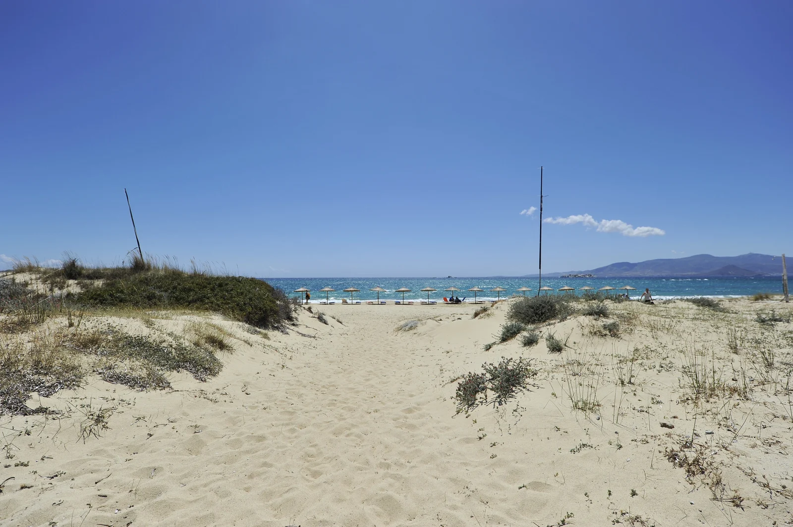 A sandy path through the dunes behind Plaka beach on Naxos