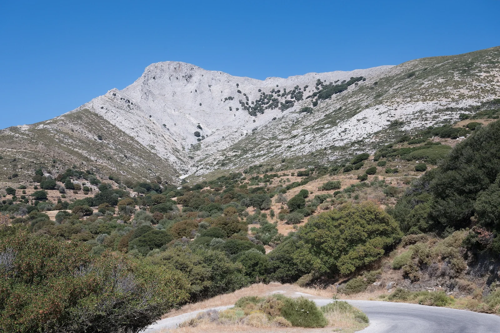 Mount Zas rising above the road from Filoti on Naxos