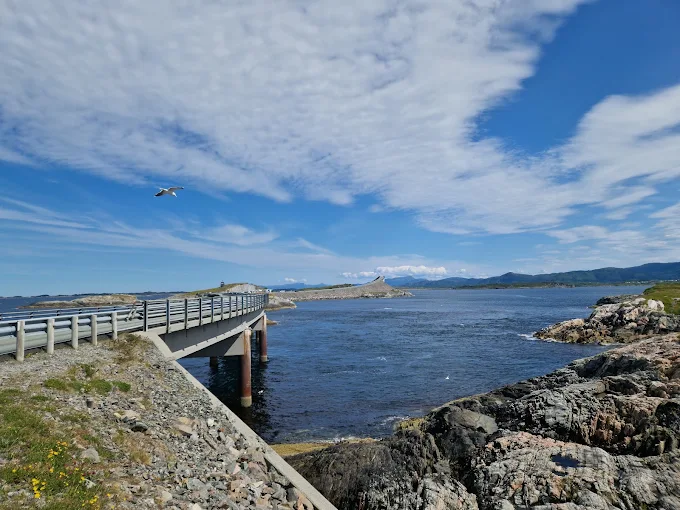 The Storseisundet bridge curving over the sea on the Atlantic Road