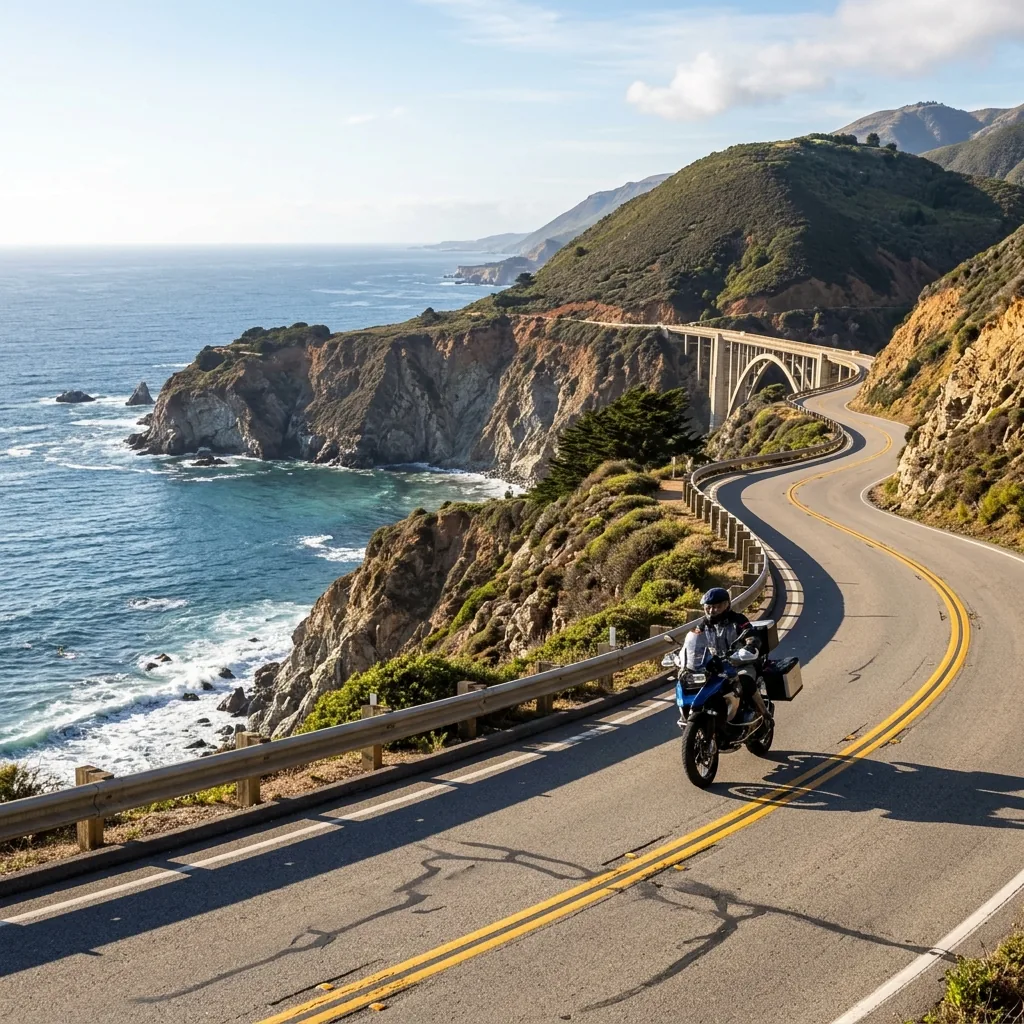 Scenic ocean cliffs and winding coastal highway in Big Sur along the Pacific Coast Highway