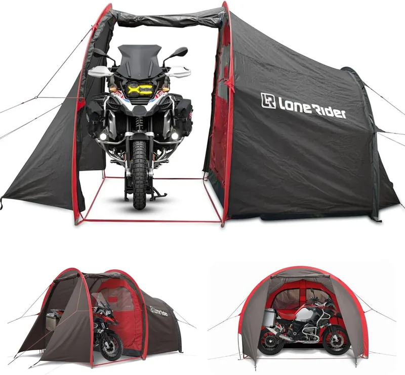 Lone Rider MotoTent v2 motorcycle tent with bike garage