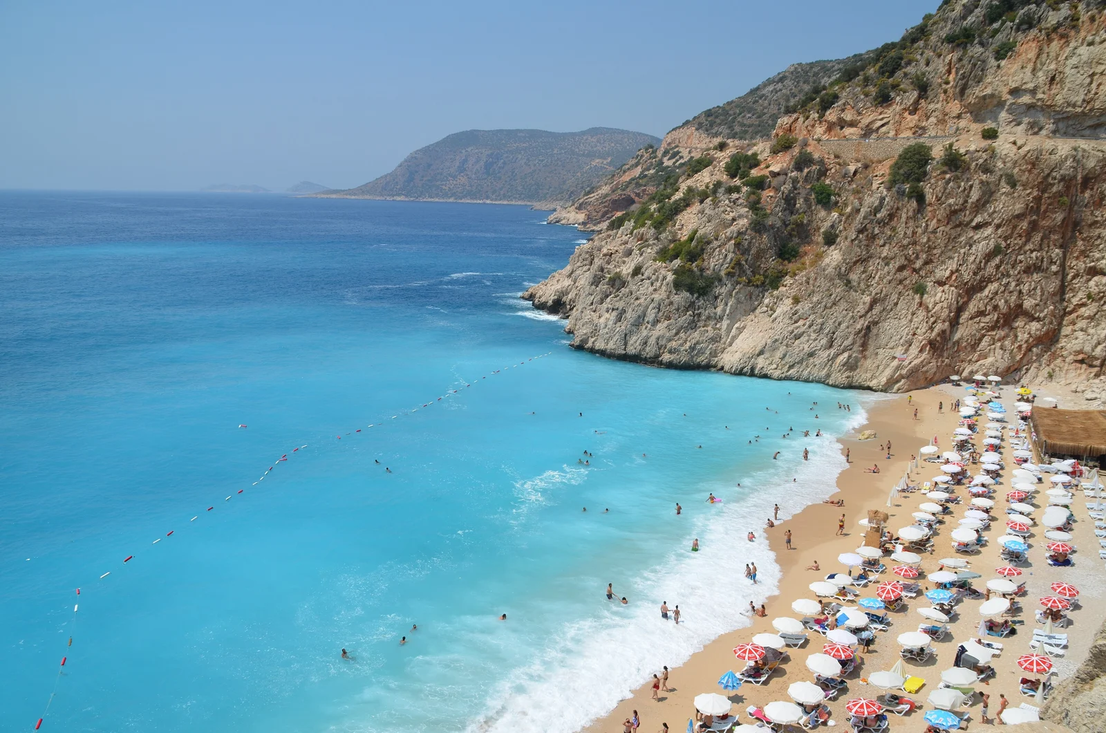 Kaputaş beach at the foot of its gorge, with turquoise water, between Kalkan and Kaş