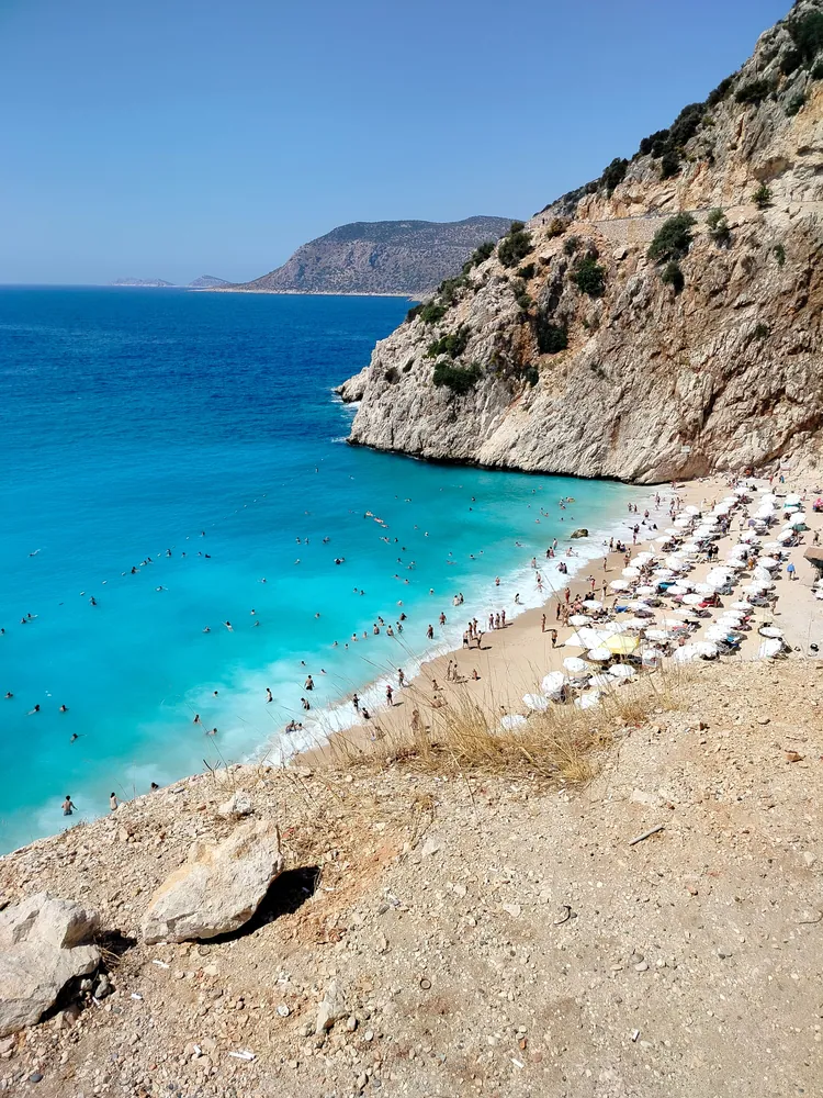 Turquoise Kaputaş cove seen from the D400 between Kalkan and Kaş