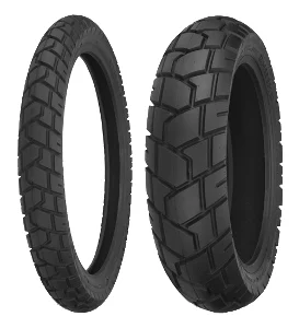 Shinko 705 dual sport motorcycle tire on a mid-size adventure bike