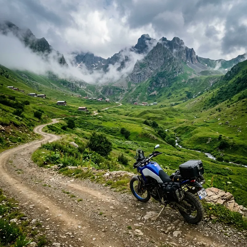 High alpine mountain peaks and yayla valley in the Kaçkar range along the Turkey TET route